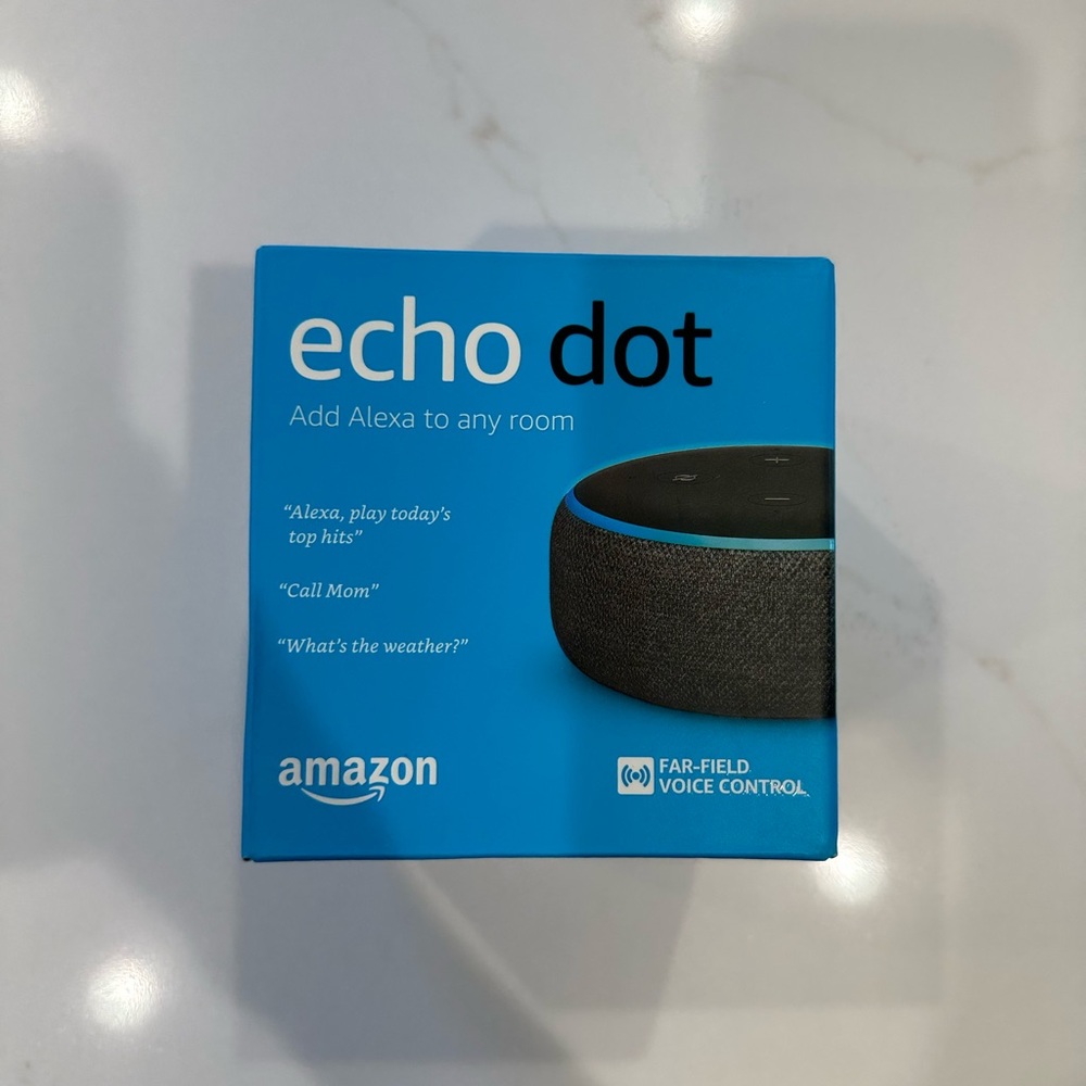 Amazon Echo Dot in Blue and Black